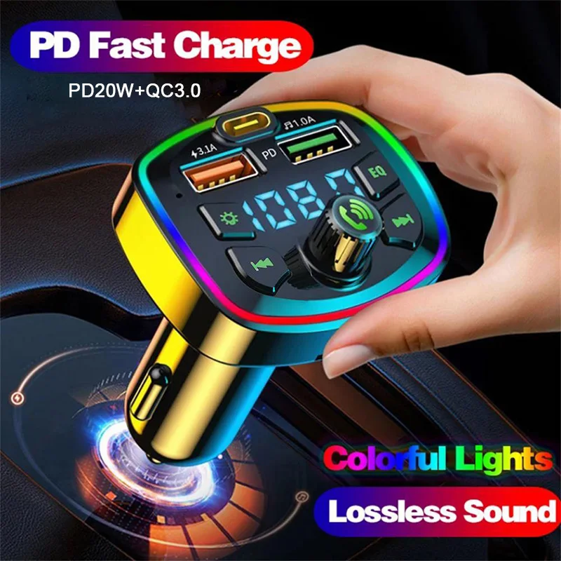 Sa220f132aed24ce8ae8e6cc21822c29cr.webp Car Bluetooth 5.0 FM Transmitter Wireless Adapter Mic Audio Receiver Auto MP3 Player 2.1A Dual USB Fast Charger Car Accessories - Image 1
