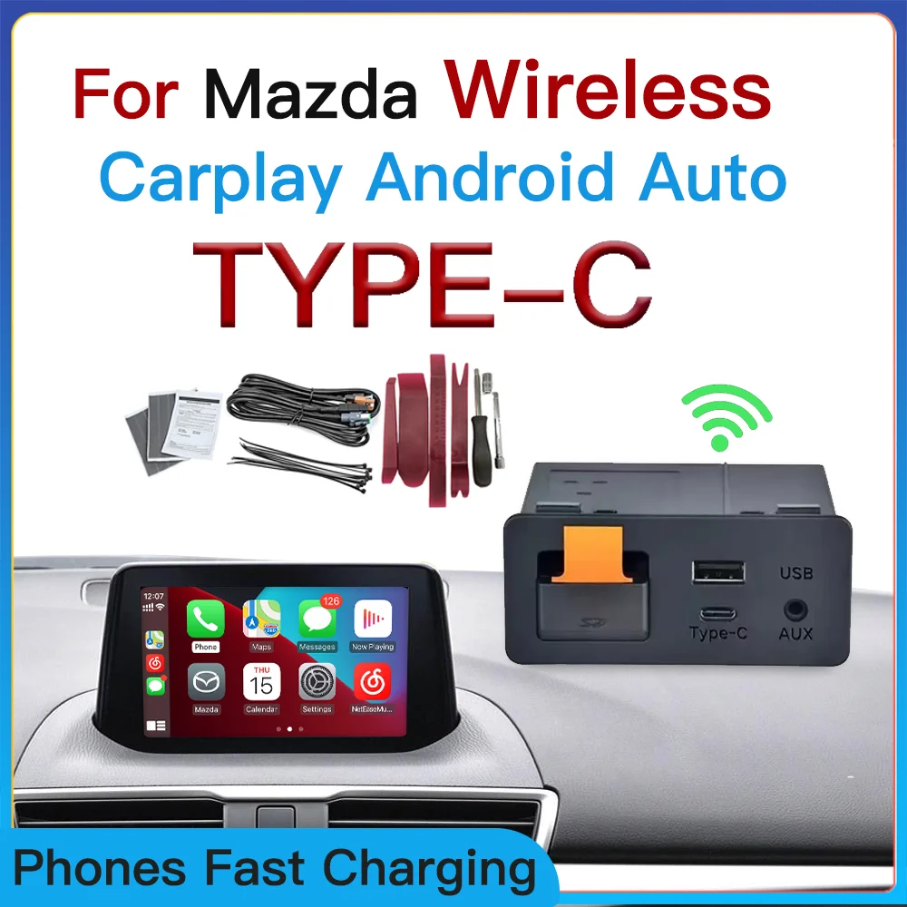 Sbaa1a3500edc45eaa772d613ebfc79158.webp Wireless type-c CarPlay Android Auto Adapter UBS Hub OEM for Retrofit Mazda 2 3 6 CX3 CX5 CX8 CX9 MX5 Demio Miata TK78669U0C Kit - Image 1