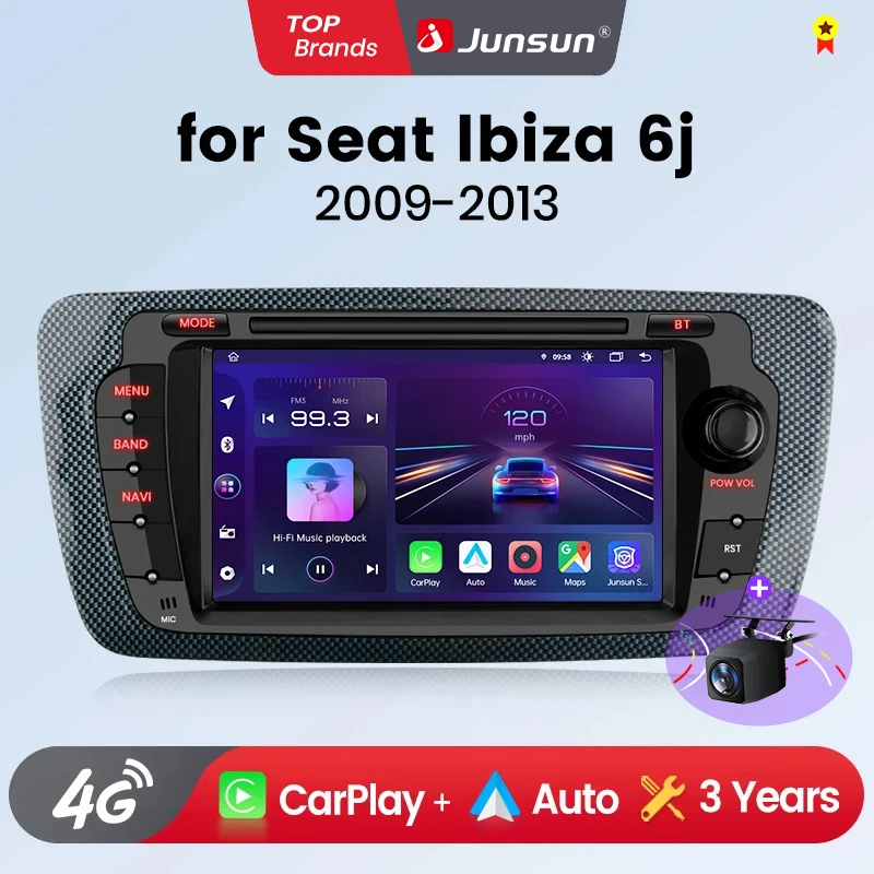 Se6a0aed59681480182603e518df372a8E.webp Junsun Wireless CarPlay for Apple Android Auto Car Radio for Seat Ibiza 6j 2009 2010 2011-2013 GPS Multimedia Stereo TouchScreen - Image 1